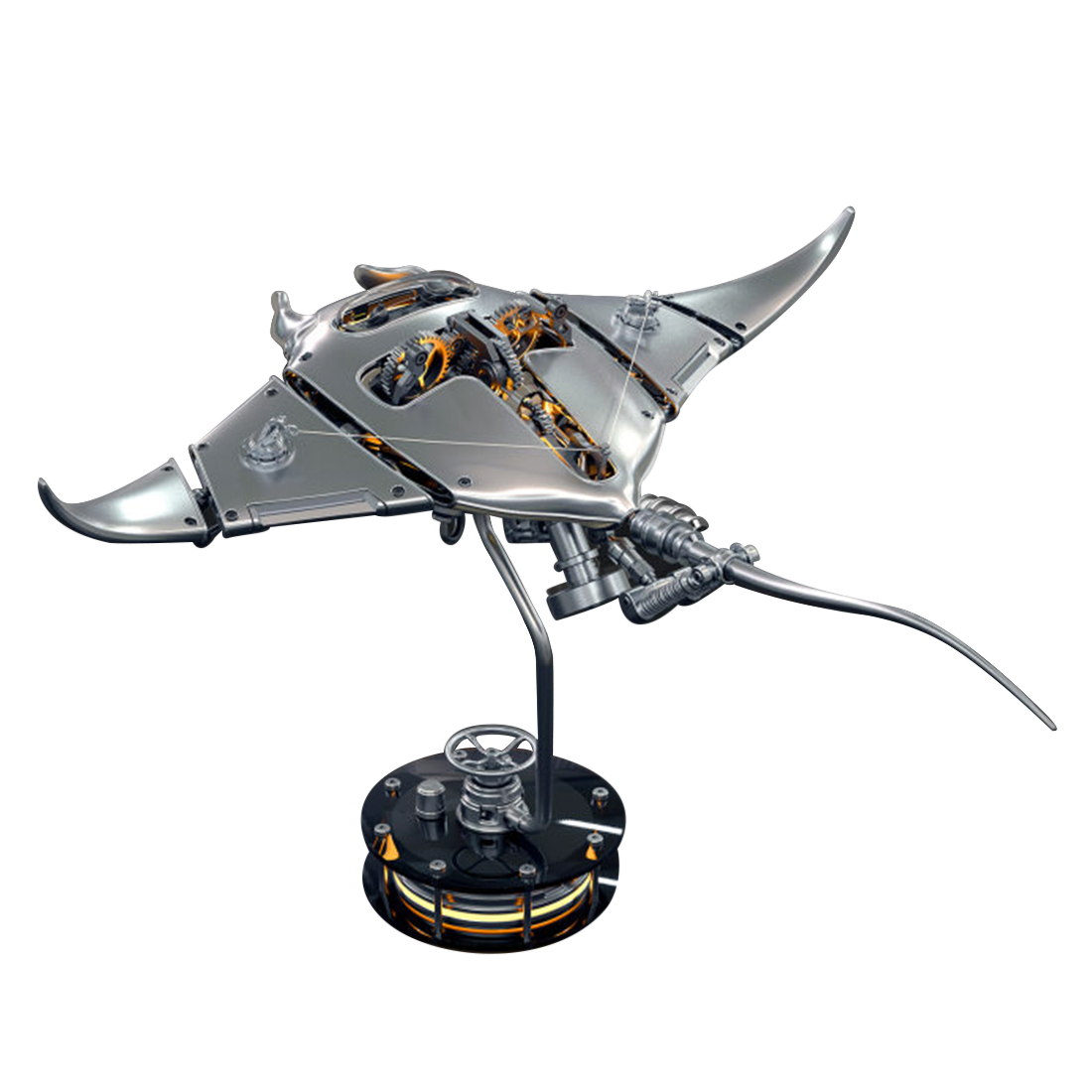  3D Devilray Mechanical Marine Biological Metal Assembly Model with Lights (Dynamic Version/200+PCS)