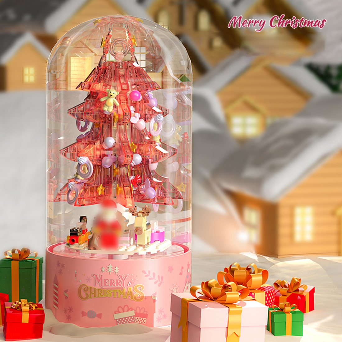 Christmas Spinning Music Box MOC DIY Assembly Model Small Particles Building Blocks Set (Dynamic Version/629PCS)