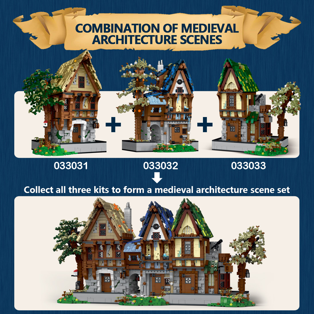 Mocsage Medieval Modular Stree MEDIEVAL MAGICIAN with Lights Building Blocks Set (2095PCS)