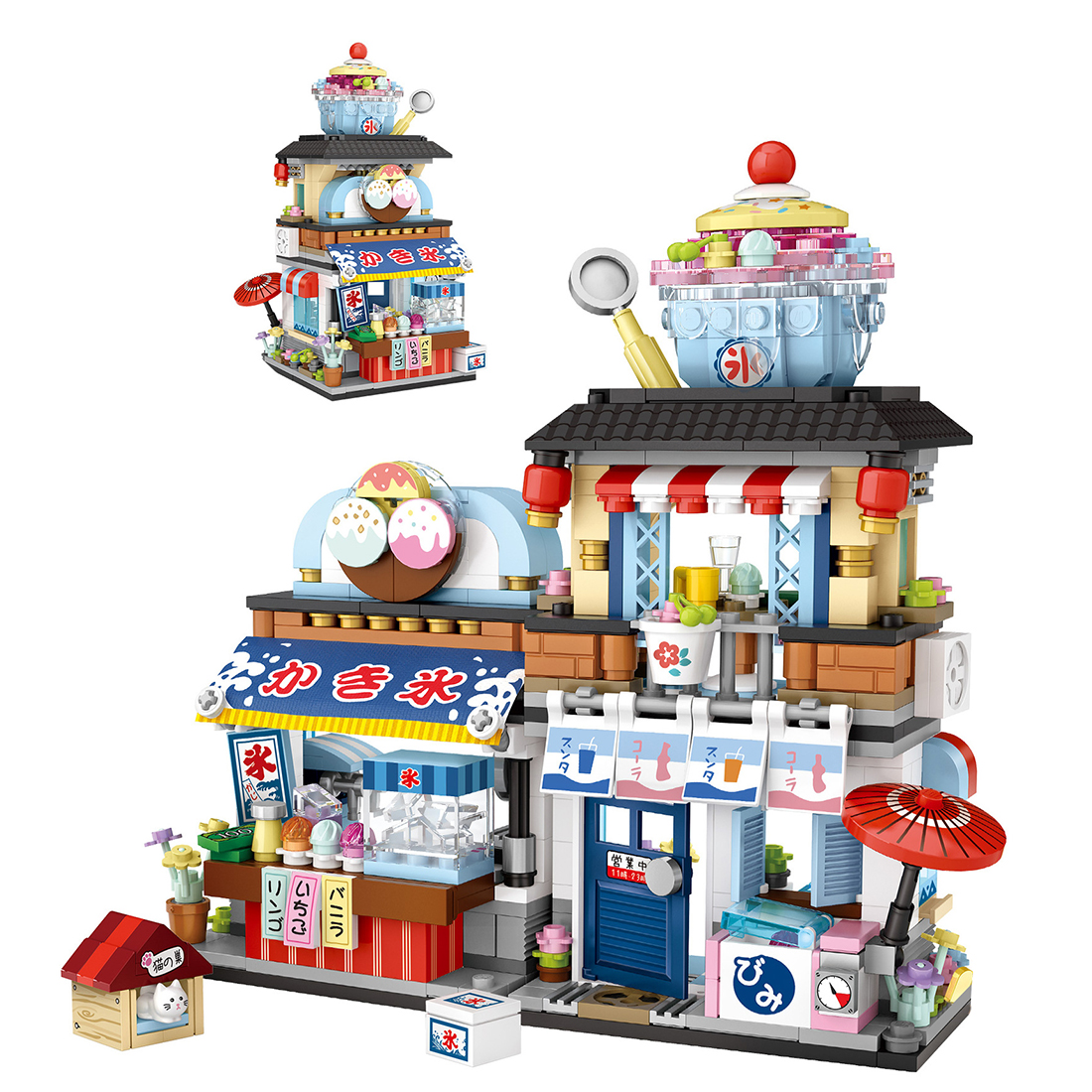 Japanese Street View Series Takoyaki Shop/Ice Drink Shop Bricks Mini Particle DIY Building Blocks Stem Toy Kit