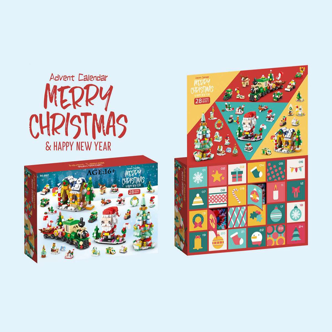 Christmas Countdown Calendar Mystery Box Christmas Tree Building Blocks  