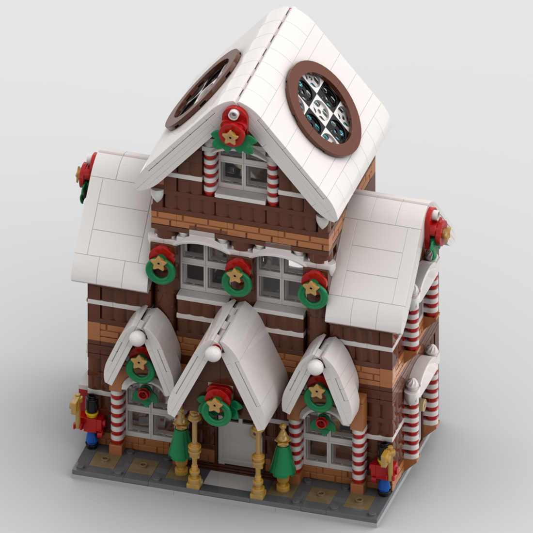 Christmas Snow Gingerbread House Model Building Blocks MOC Set Toys (2039PCS)