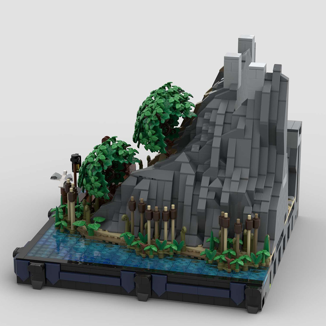 MOC-130433 G1 - Shore & Side Entrance Model Super-large Medieval Castle Building Blocks Toys Set for MOC-131299 Complete Medieval Castle (1984PCS)