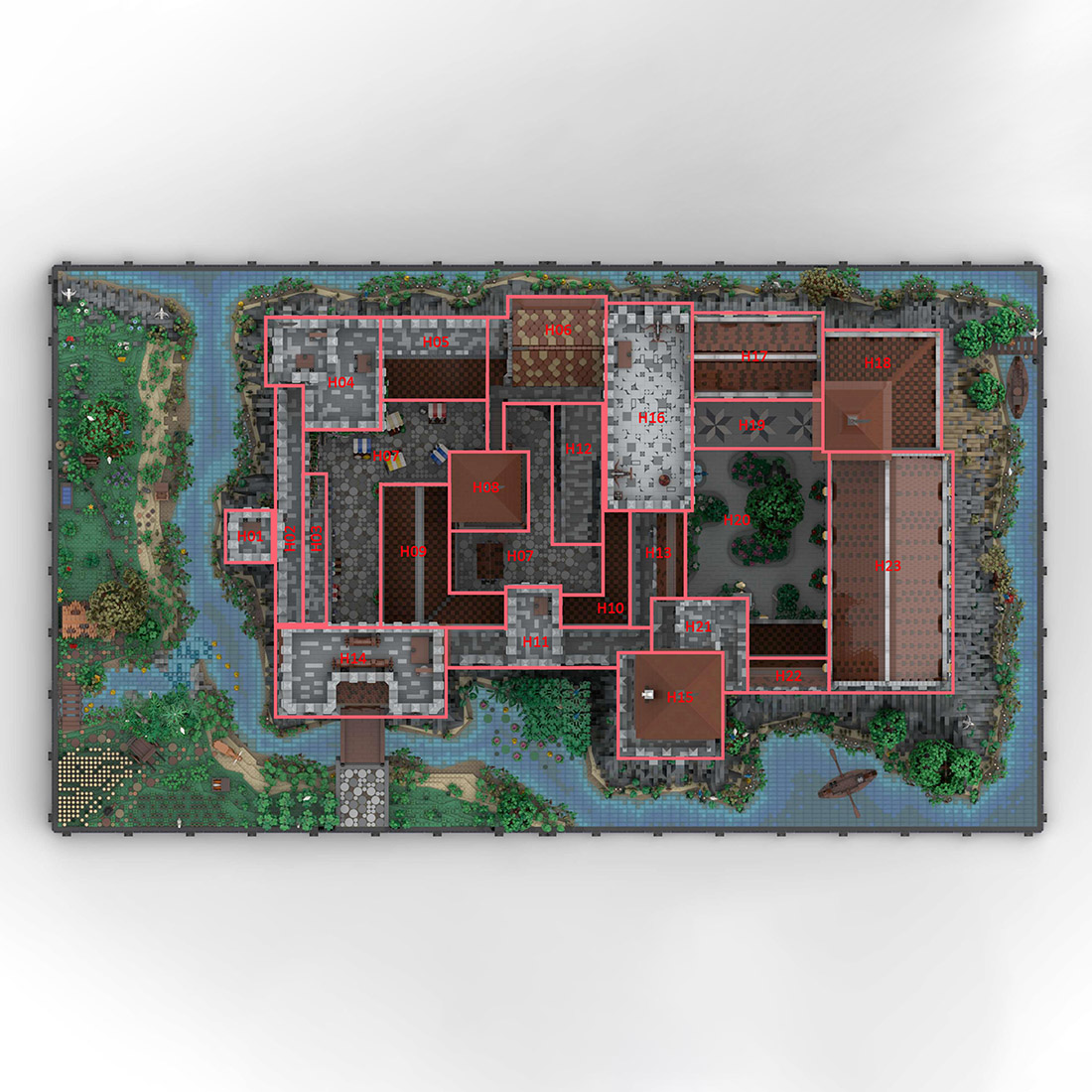 MOC-130522 E1 - Shore and Torture Chamber Building Blocks Set for MOC-131299 Complete Medieval Castle Model (2008PCS)