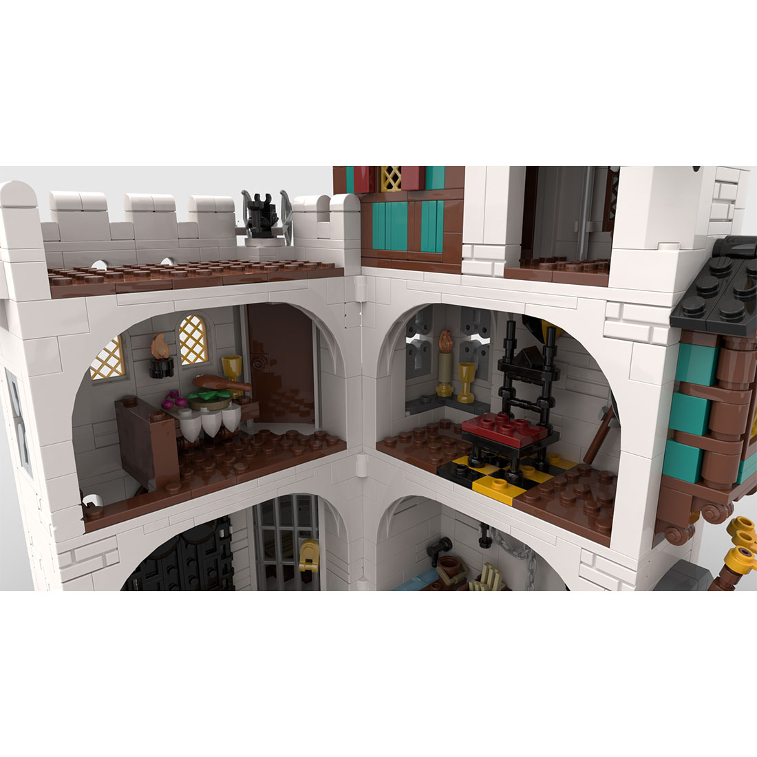 MOC-189672 Medieval White tower Assembly Toy Building Blocks Set (1213PCS)