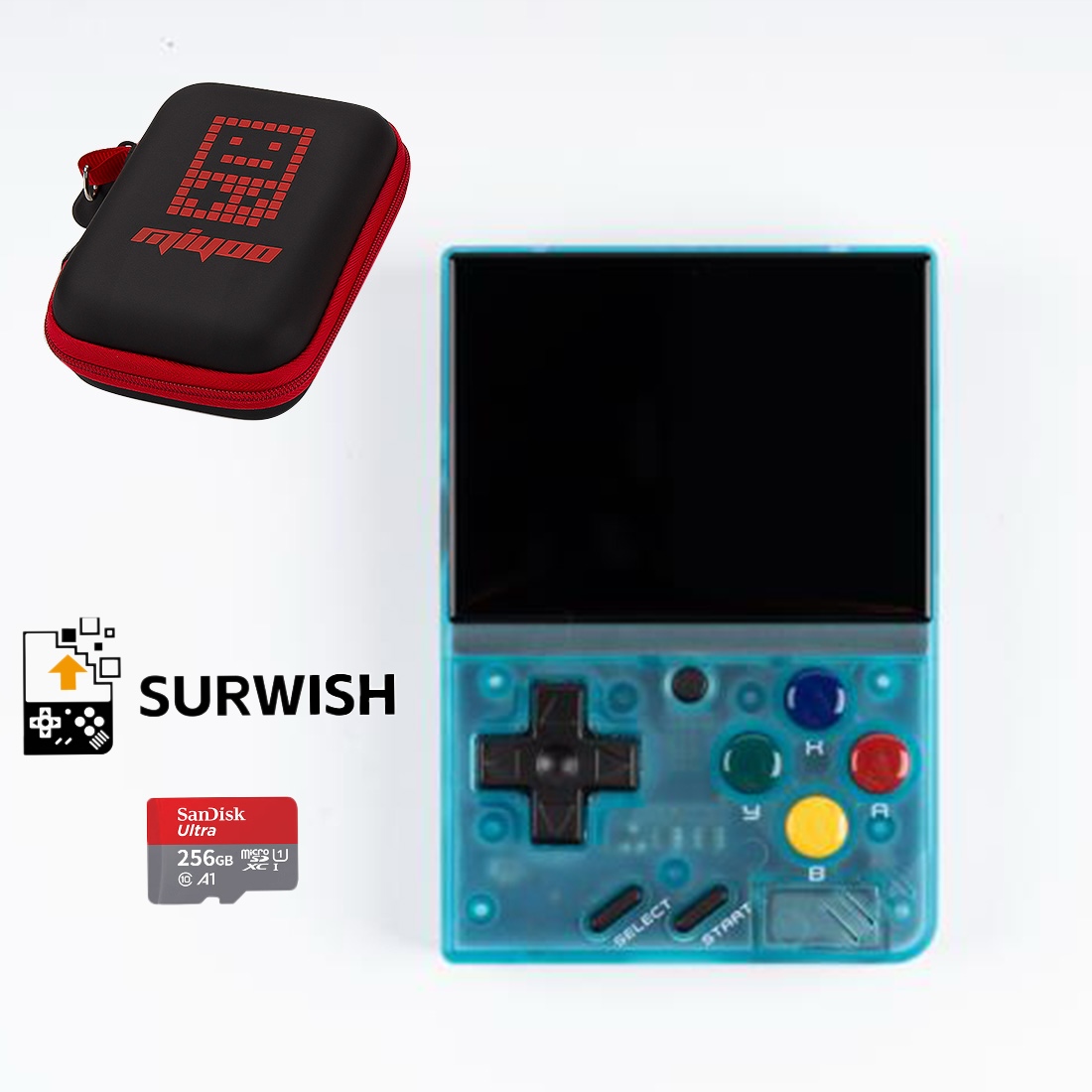 Miyoo Mini V4 Portable Handheld Game Console with Storage Bag+ 256G SD Card for Surwish