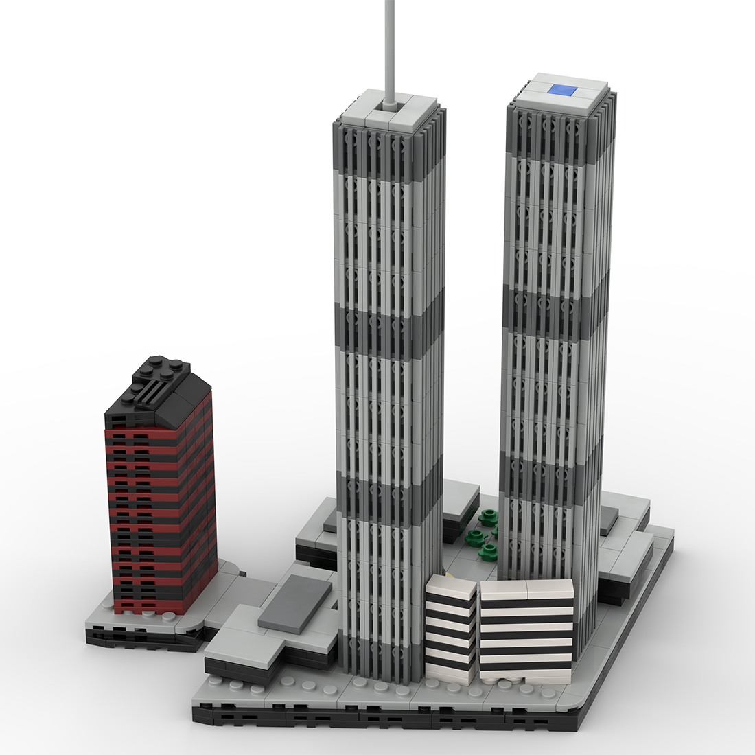Mocsage 1/2000 World Trade Center (1973-2001) Micro Model Building Blocks Toy Set (982PCS)