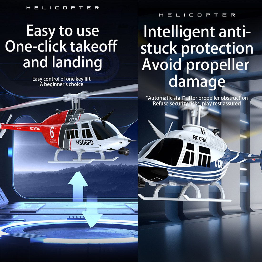 RC ERA C138 1/33 Scale 206 Helicopter 2.4G 6CH No Aileron Helicopter with Altitude Hold (RTF Version)