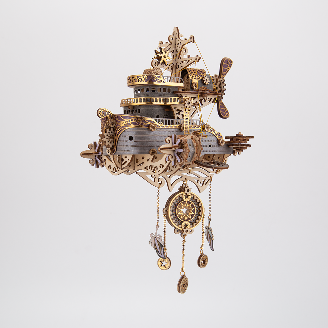 Steampunk Wooden Flyship DIY 3D Flyship Puzzle Model Exquisite Gift (Kit Version)