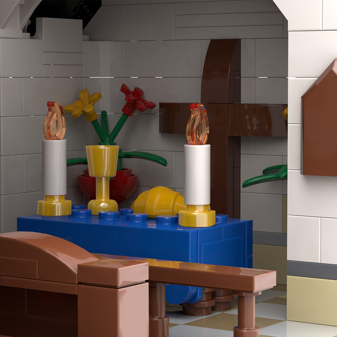 MOC-147549 Winter Country Church Modular Model for Church of the Nativity Building Blocks Toys Set (1,709PCS)