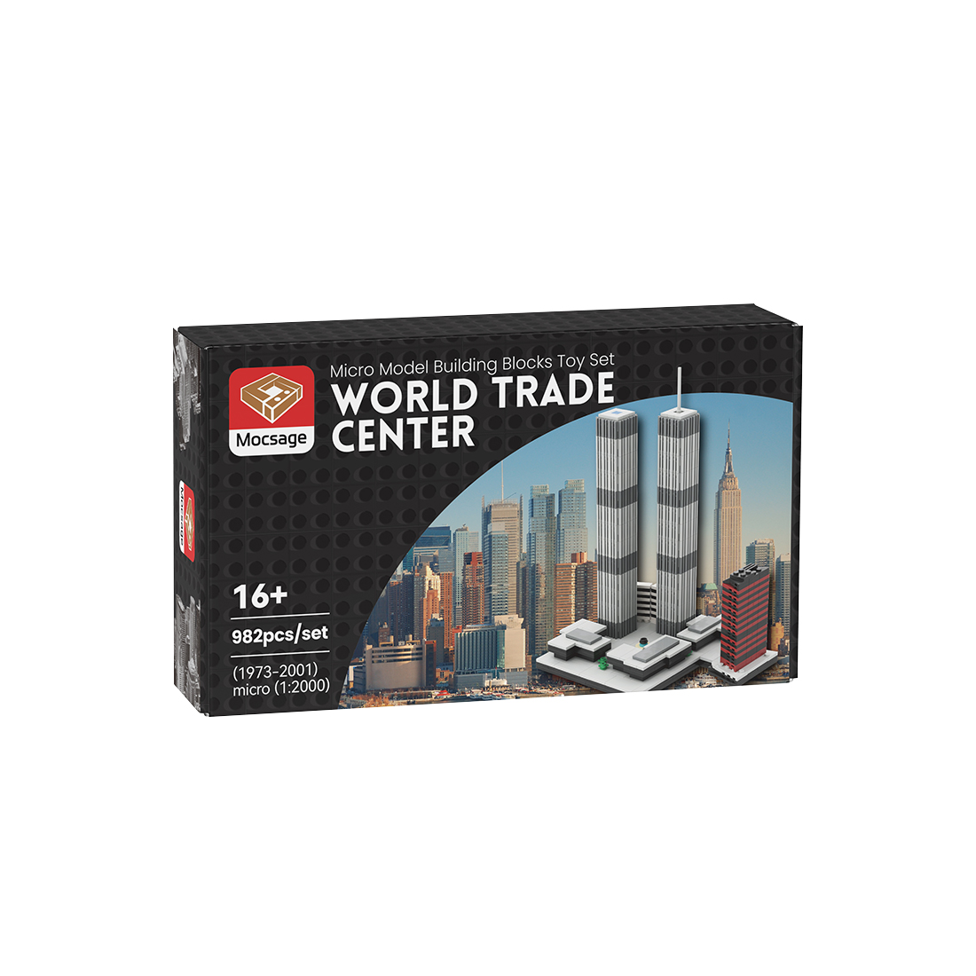Mocsage 1/2000 World Trade Center (1973-2001) Micro Model Building Blocks Toy Set (982PCS)