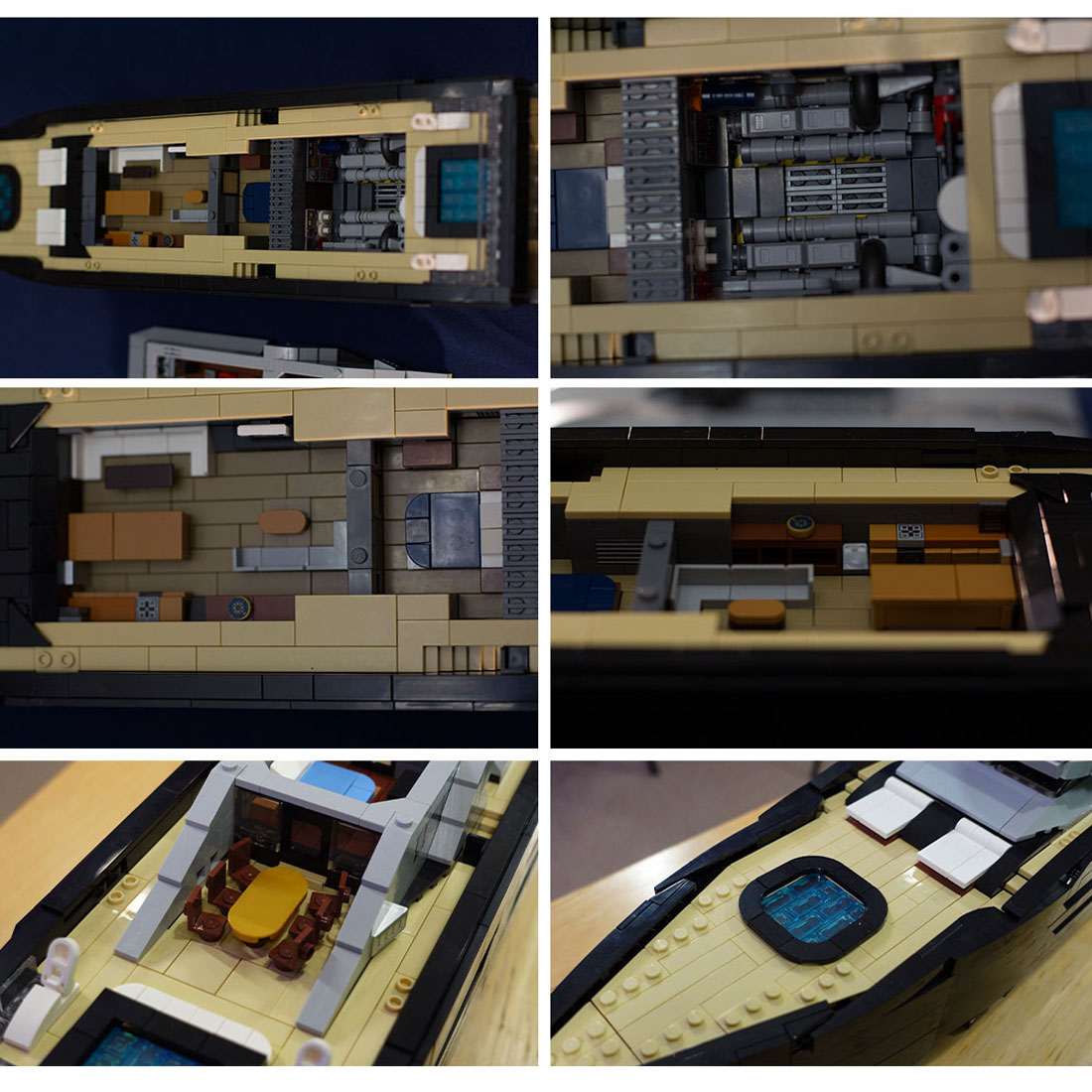 Sleek Black Luxury Superyacht Building Blocks Set, Detailed 1:80 Scale Model with Full Interior (2977 Pieces)