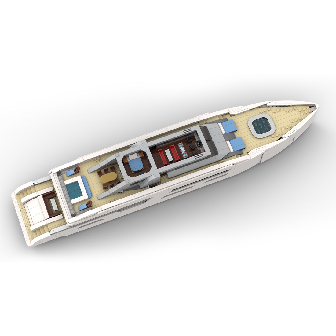 1/80 Scale Luxury Yacht DIY Building Set, ABS Model Kit with Detailed Interior, Display & Collectible Gift (2977PCS)