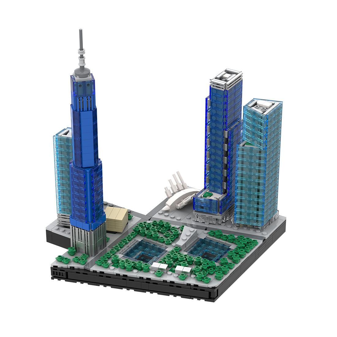 1/2000 Scale The New World Trade Center MOC Model DIY Assembly Building Blocks Set (1593PCS)