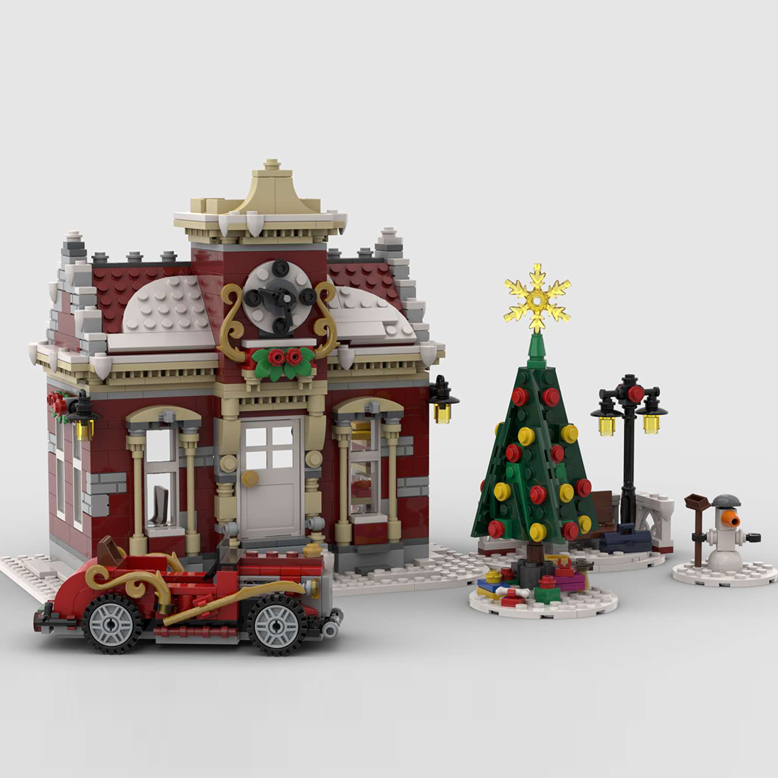 983Pcs MOC-84431 Little Winter Town Hall Model Bricks Kit Building Blocks Set (Authorized and Designed by Little_Thomas)