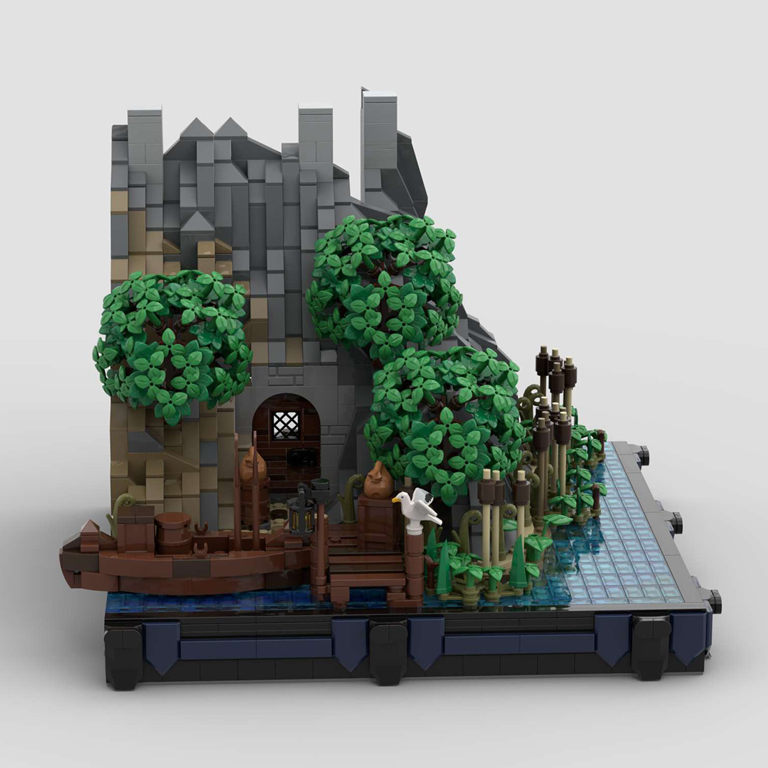 MOC-130433 G1 - Shore & Side Entrance Model Super-large Medieval Castle Building Blocks Toys Set for MOC-131299 Complete Medieval Castle (1984PCS)