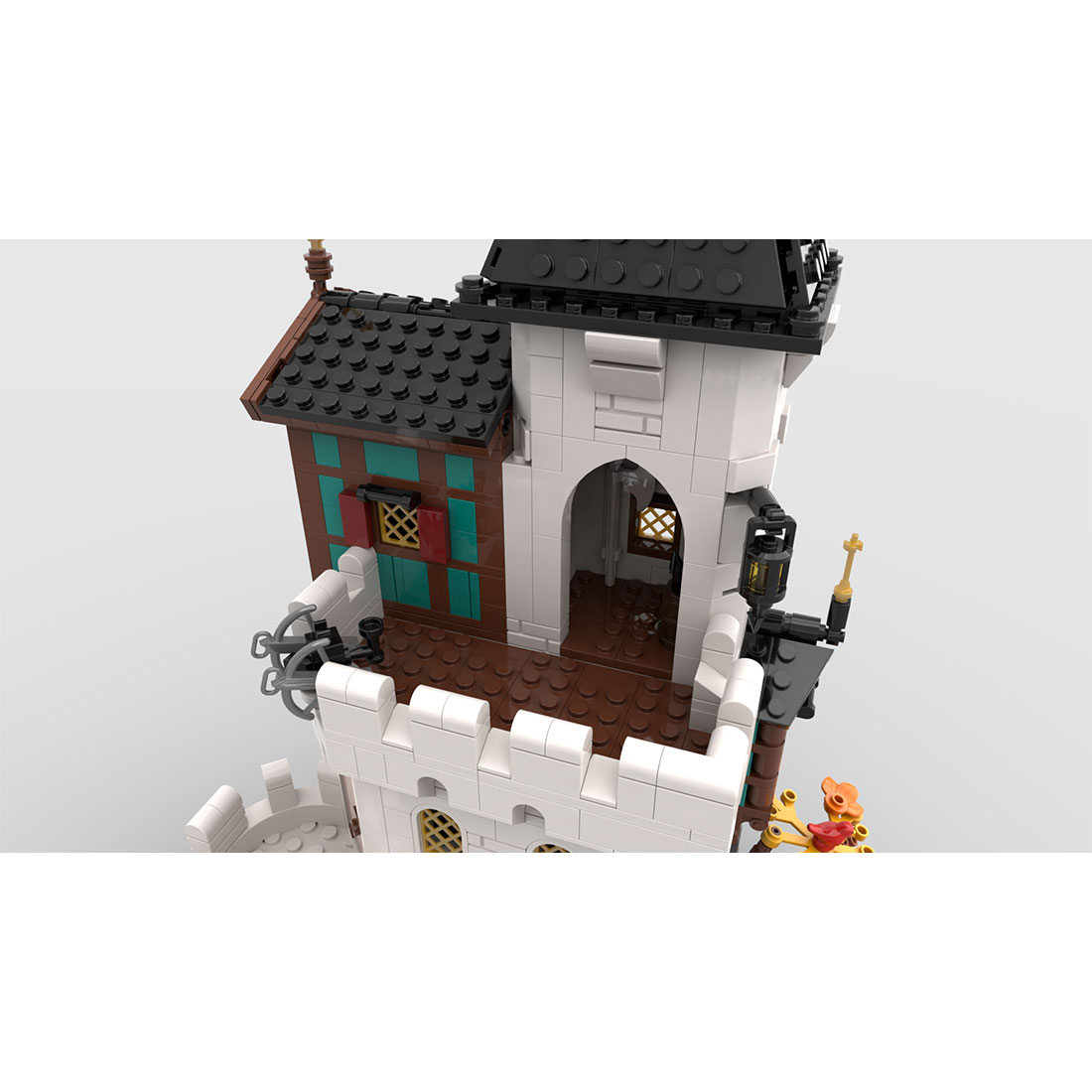 MOC-189672 Medieval White tower Assembly Toy Building Blocks Set (1213PCS)