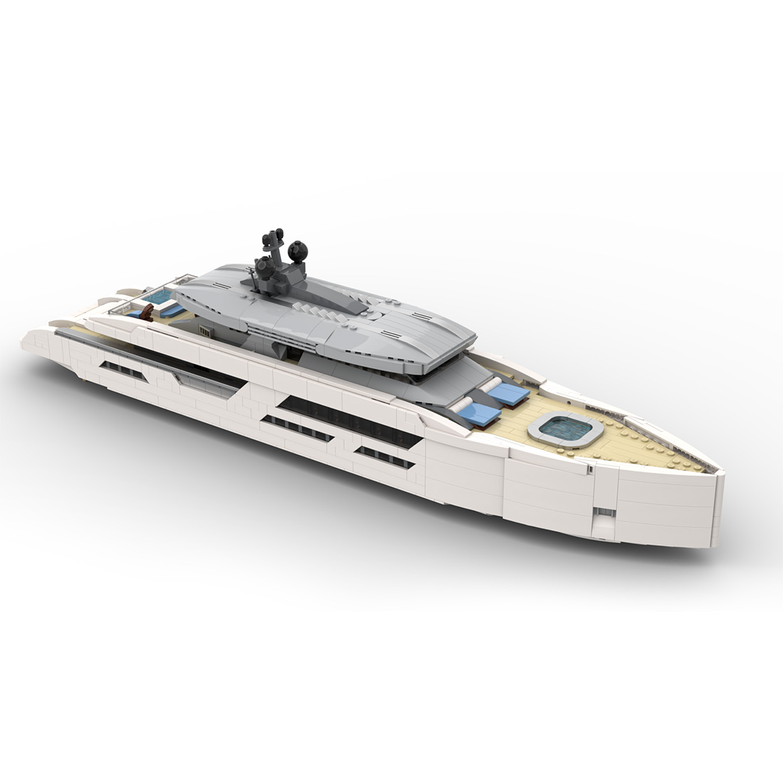 1/80 Scale Luxury Yacht DIY Building Set, ABS Model Kit with Detailed Interior, Display & Collectible Gift (2977PCS)
