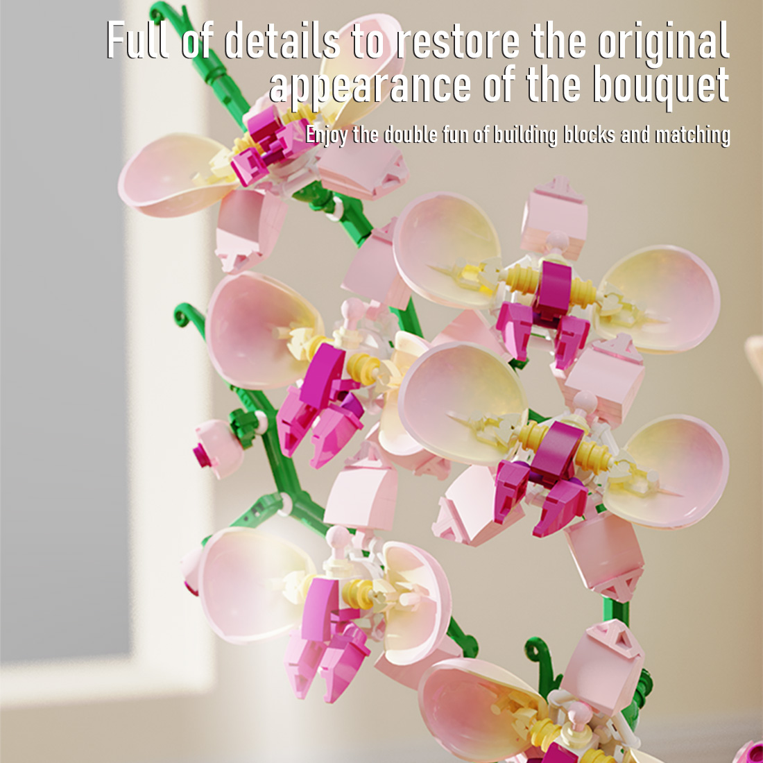 Botanical Garden Assembly Toy with Lights Small Particles Building Blocks Set (827PCS)