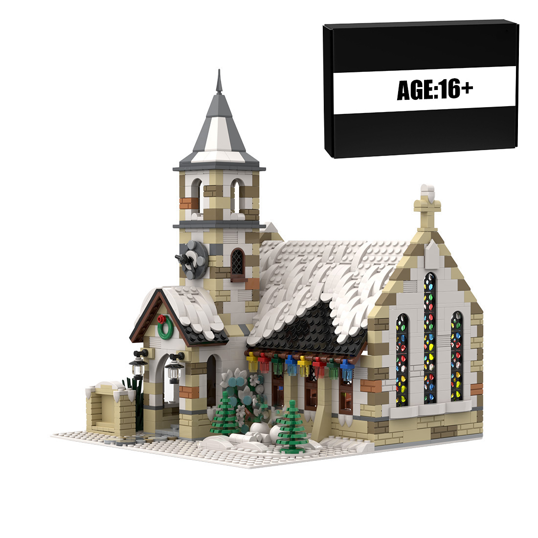 MOC-147549 Winter Country Church Modular Model for Church of the Nativity Building Blocks Toys Set (1,709PCS)