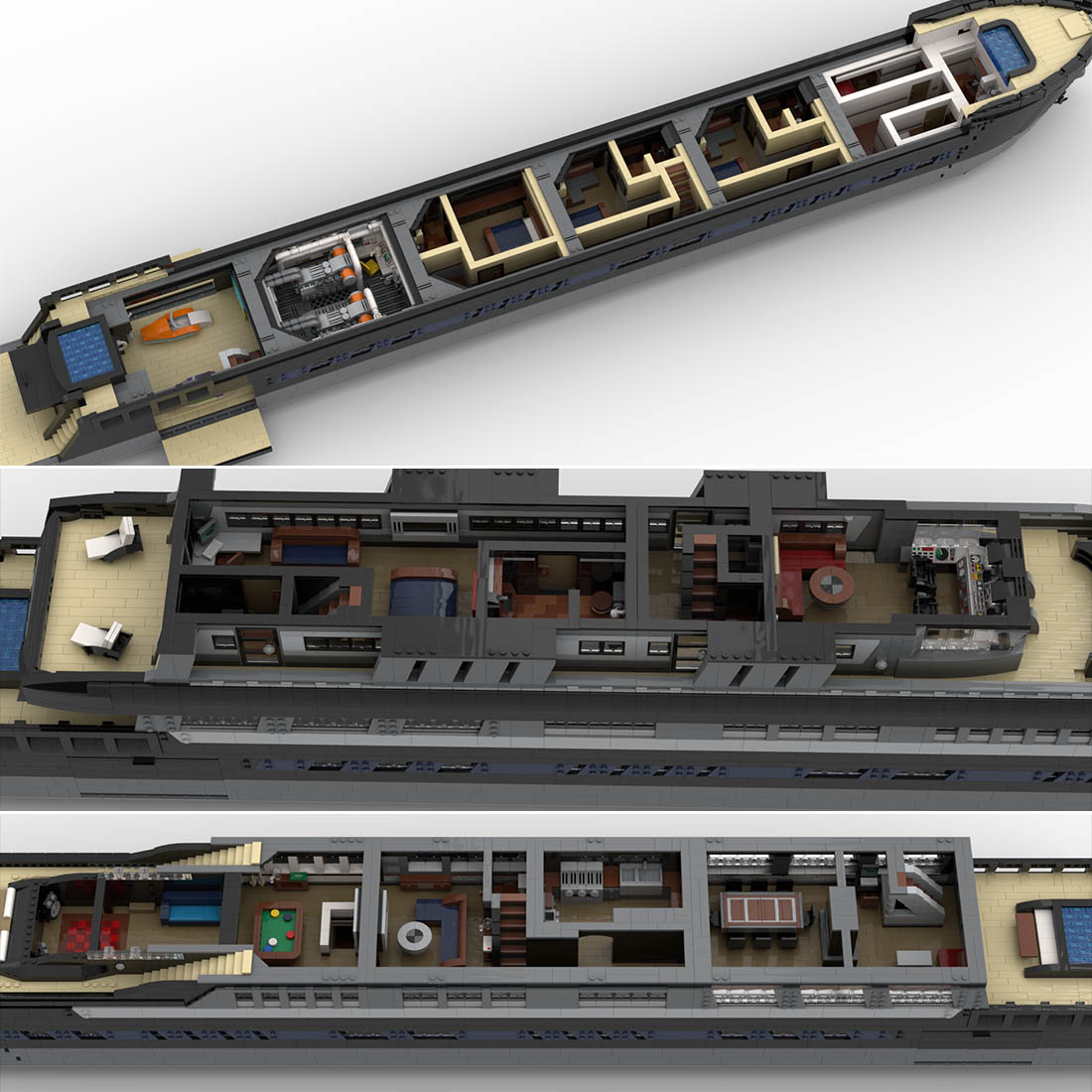 Grand 16,185-Piece Luxury Superyacht Building Blocks Set (MOC-157340) - Modular Design with Ultra-Detailed 4-Deck Interior