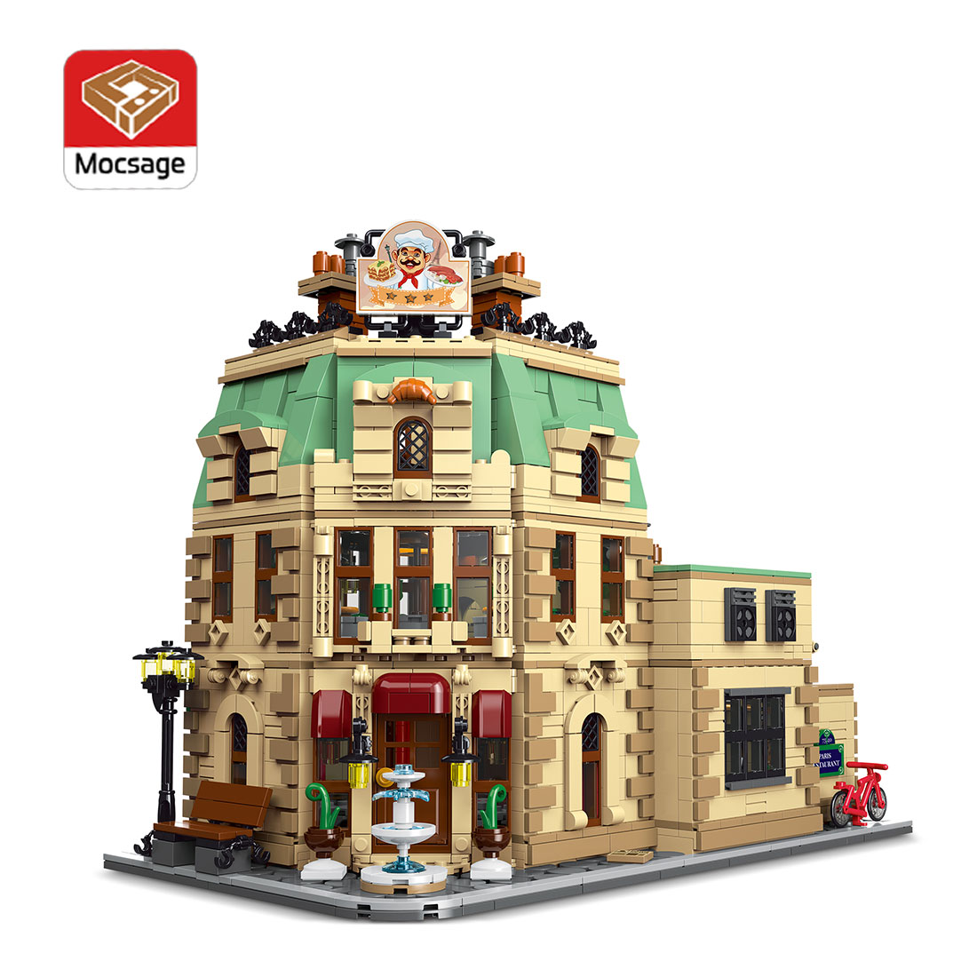 Mocsage  MOC-160521 Restaurants in Paris with Lights Modular Small Building Blocks Set (3104PCS)