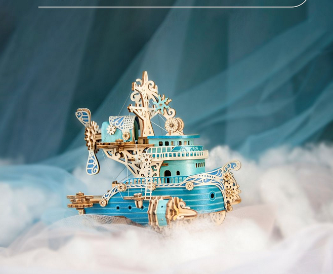 Steampunk Wooden Flyship DIY 3D Flyship Puzzle Model Exquisite Gift (Kit Version)
