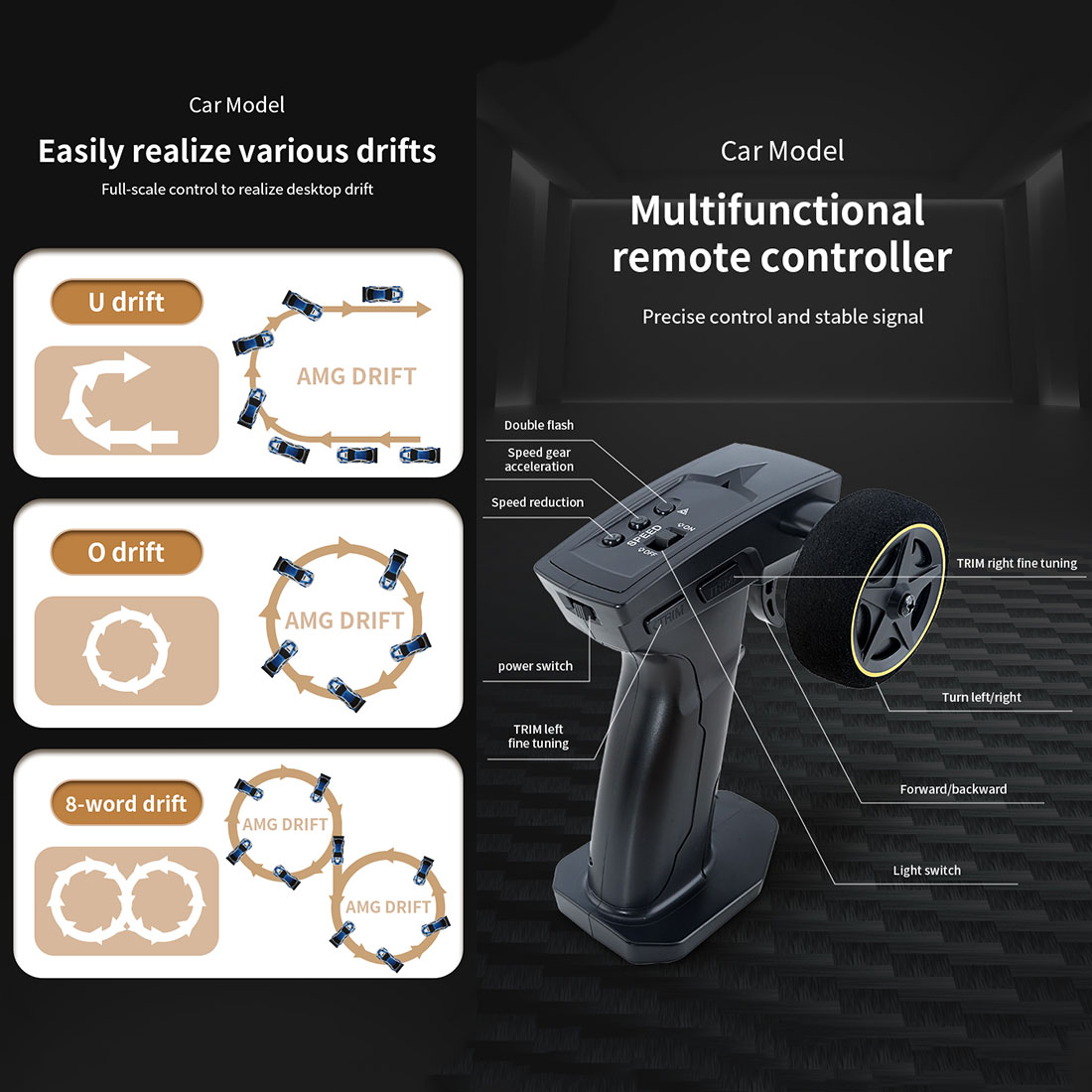 1/43 Scale 2.4G Full Proportional RC Electric Mini Racing Drift Car Model with Lights Kit 
