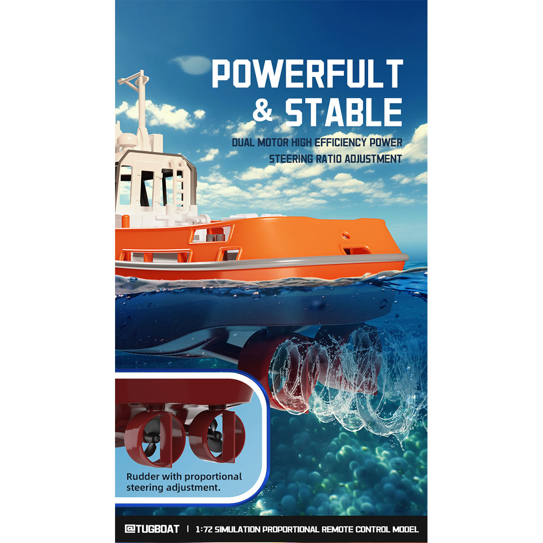 1/72 2.4Ghz RC Electric Tugboat Model (RTR Version/Yellow)