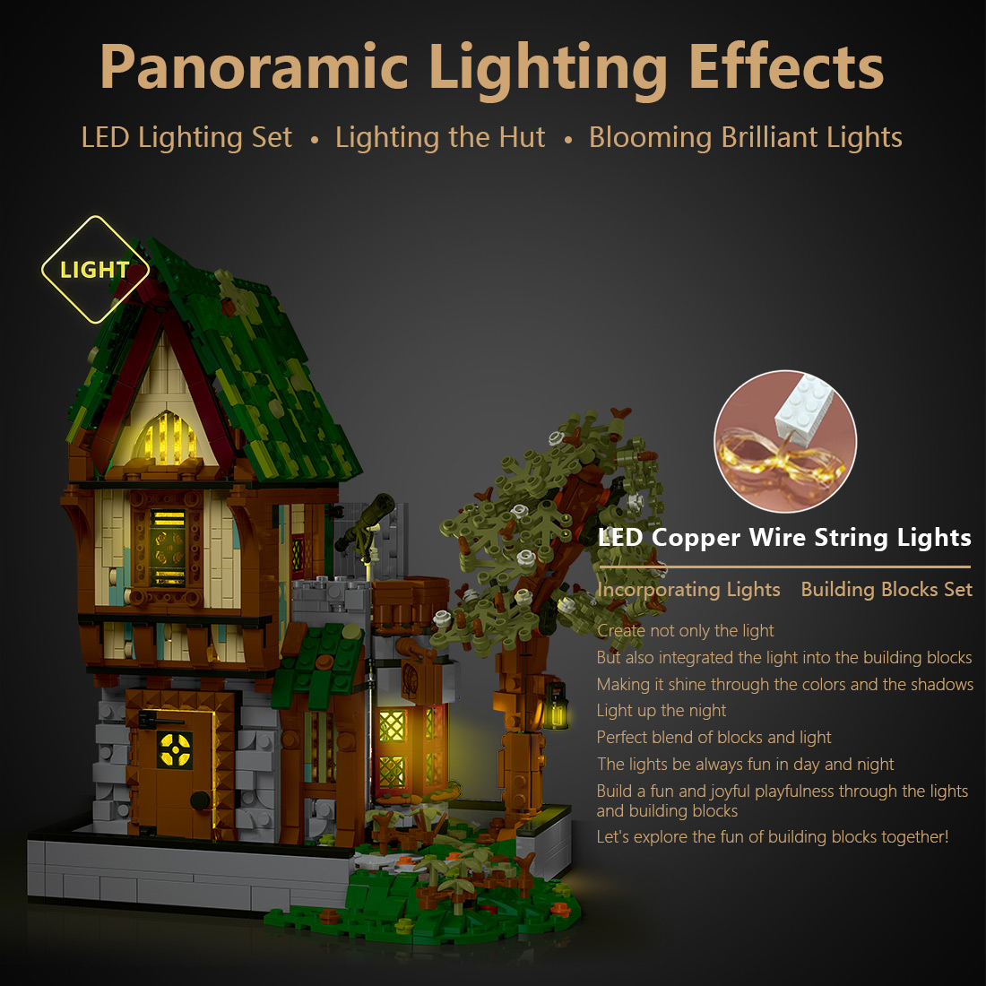 Mocsage Medieval Modular Stree MEDIEVAL TAVERN with Lights Building Blocks Set (1872PCS)