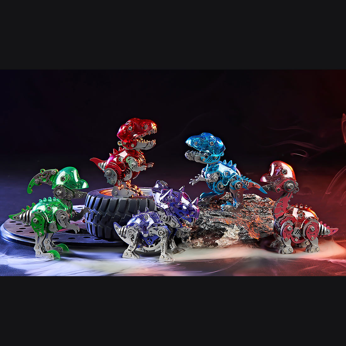 DIY Mechanical Dinosaur Q Version Metal Assembly Dinosaur Model (Kit Version/126PCS/Red)