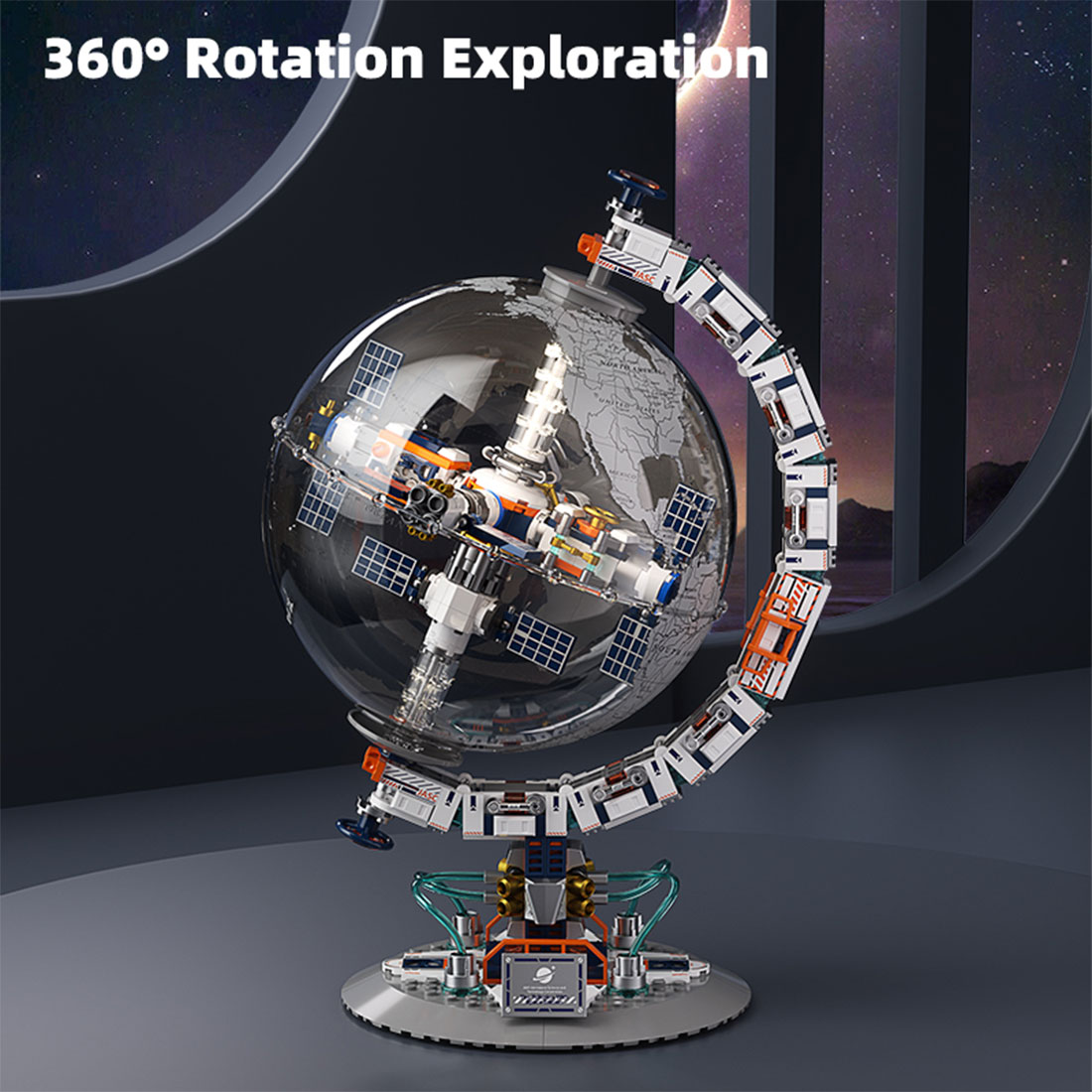 Futuristic Space Station Crystal Clear Globe Building Blocks Set (500+PCS)