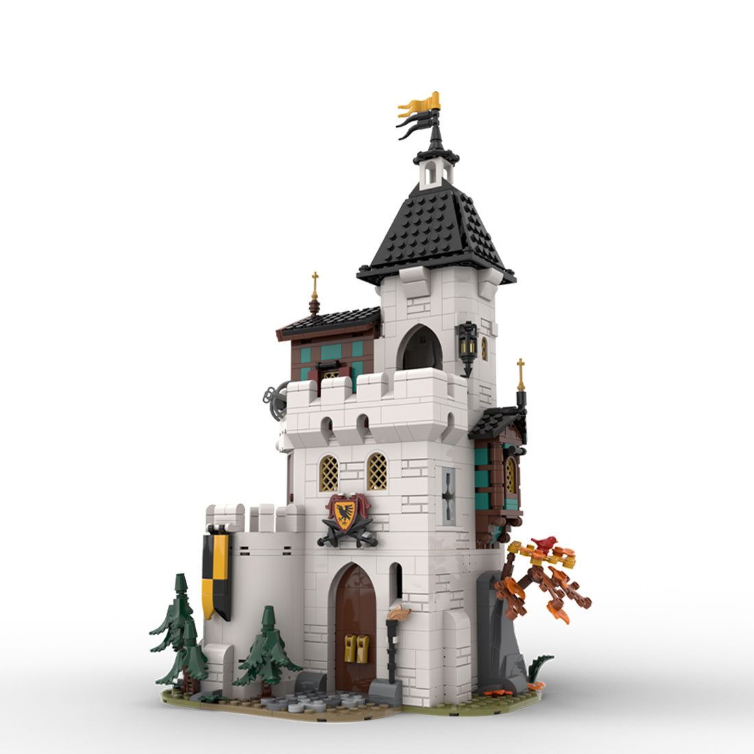 MOC-189672 Medieval White tower Assembly Toy Building Blocks Set (1213PCS)