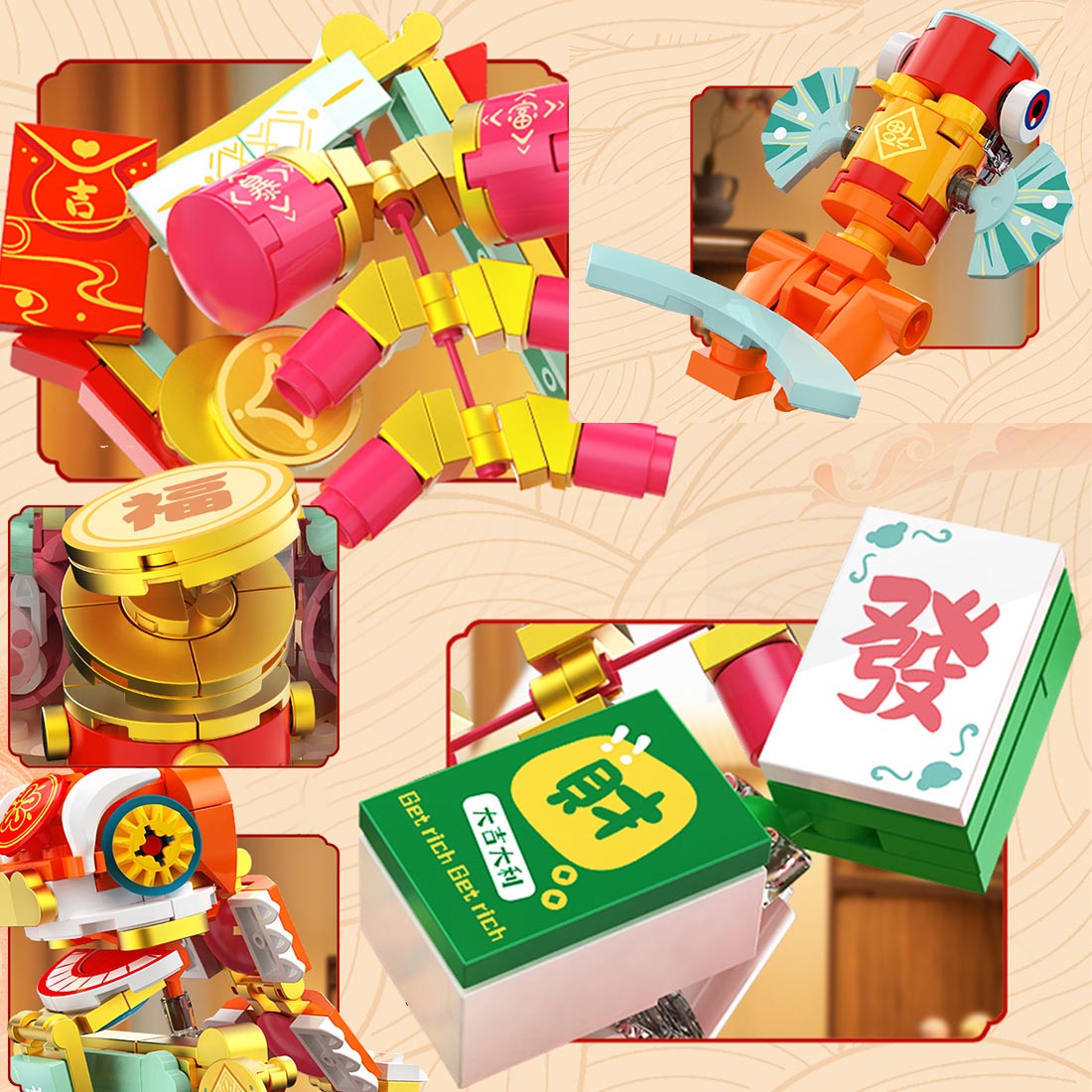 Chinese Zodiac Beast Q-version Dragon Assembly Model Building Blocks Set (1354PCS)