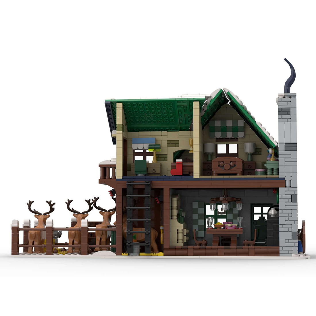 MOC-183213 Reindeer Ranch Christmas Snow Scene Assembly Building Blocks Set (1973PCS)