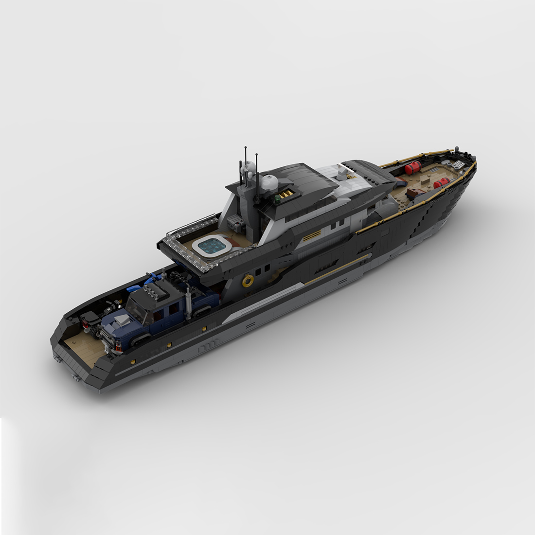 1:30 Scale Expeditionary Yacht Building Block Set, Collectible Model Kit with Functional Propeller Mechanism (4369 PCS)