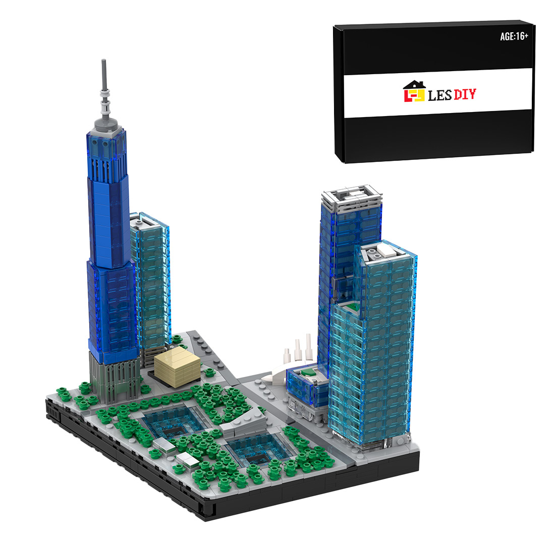 1/2000 Scale The New World Trade Center MOC Model DIY Assembly Building Blocks Set (1593PCS)