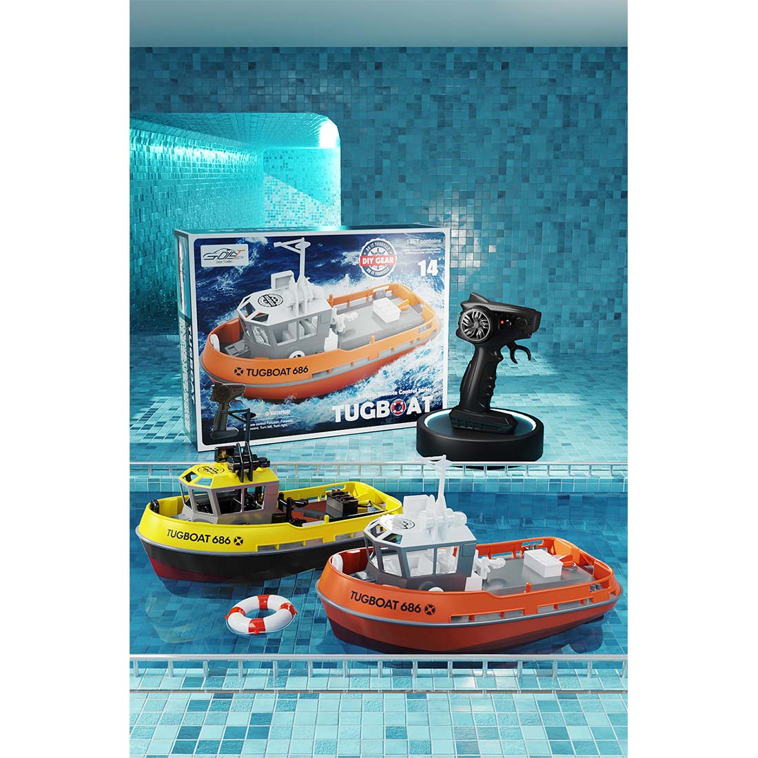 1/72 2.4Ghz RC Electric Tugboat Model (RTR Version/Yellow)