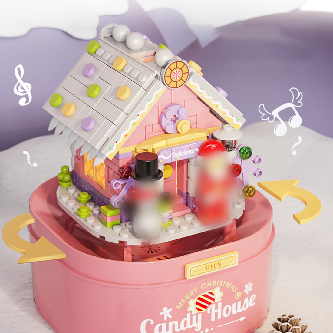 Christmas Music Box Model Assembly Toy Small Particles Building Blocks Set (Dynamic Version/688PCS)
