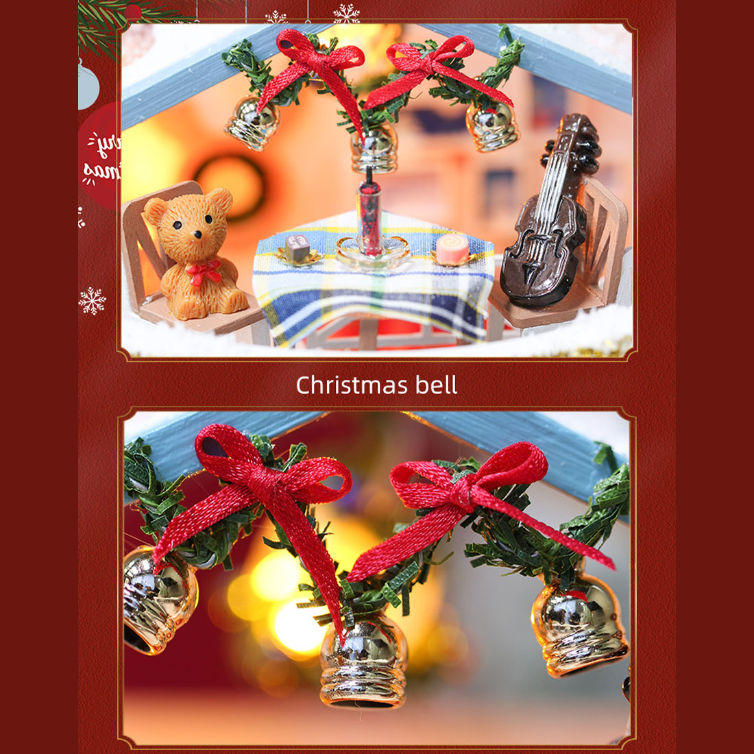 Snowy Christmas Night 3D DIY Assembly Miniature Art Cottage Model Kit Creative Ornament Christmas Gift