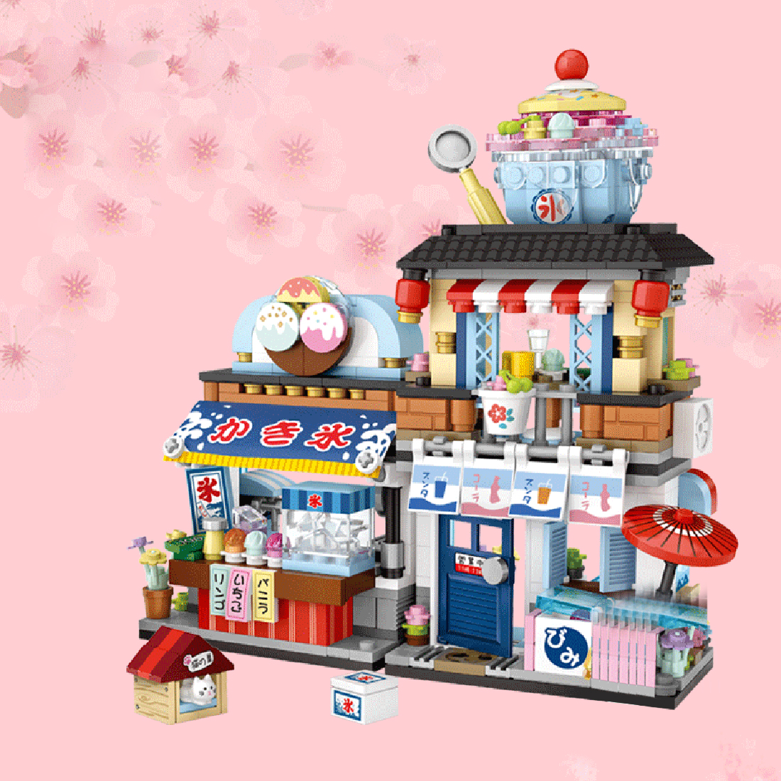 Japanese Street View Series Takoyaki Shop/Ice Drink Shop Bricks Mini Particle DIY Building Blocks Stem Toy Kit