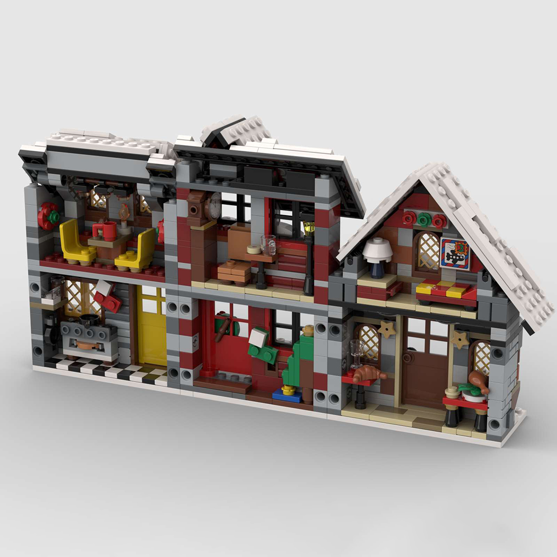 2340 PCS Three Little Winter Houses Bricks Model MOC-58700& MOC-79497 Building Block Set Toys (Licensed and Designed by little_Thomas)