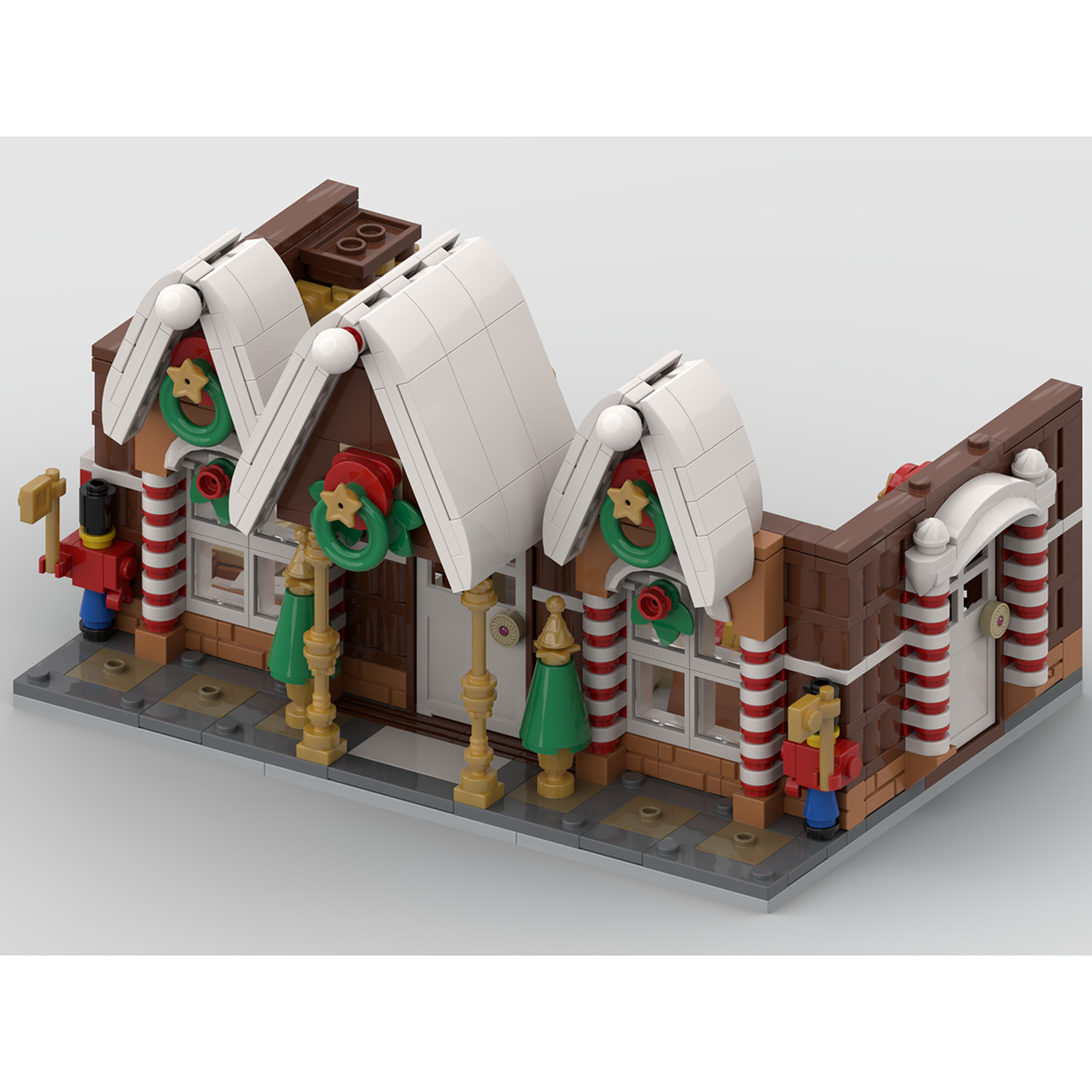 Christmas Snow Gingerbread House Model Building Blocks MOC Set Toys (2039PCS)