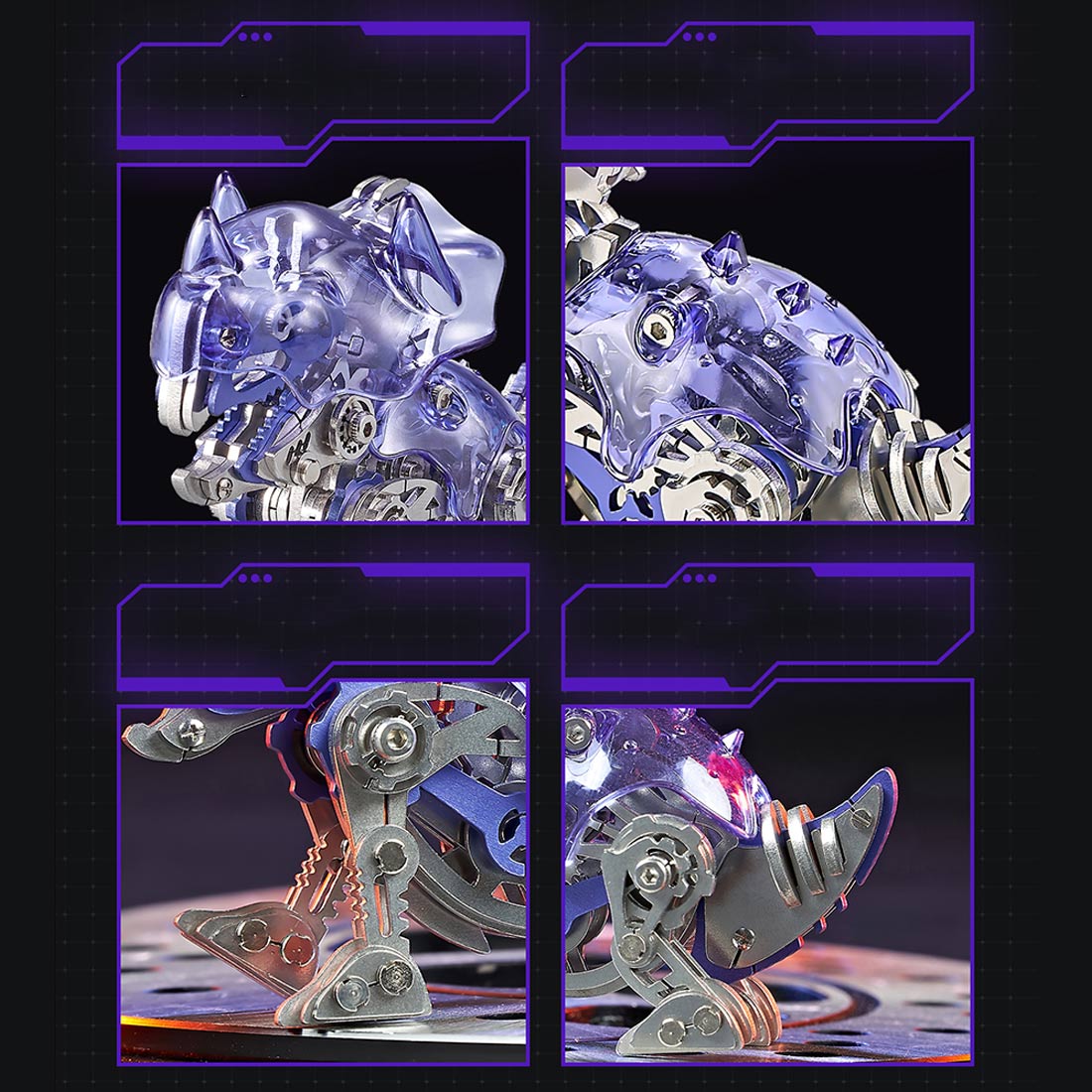 DIY Mechanical Triceratops Q Version Metal Assembly Dinosaur Model (Kit Version/175PCS/Purple)