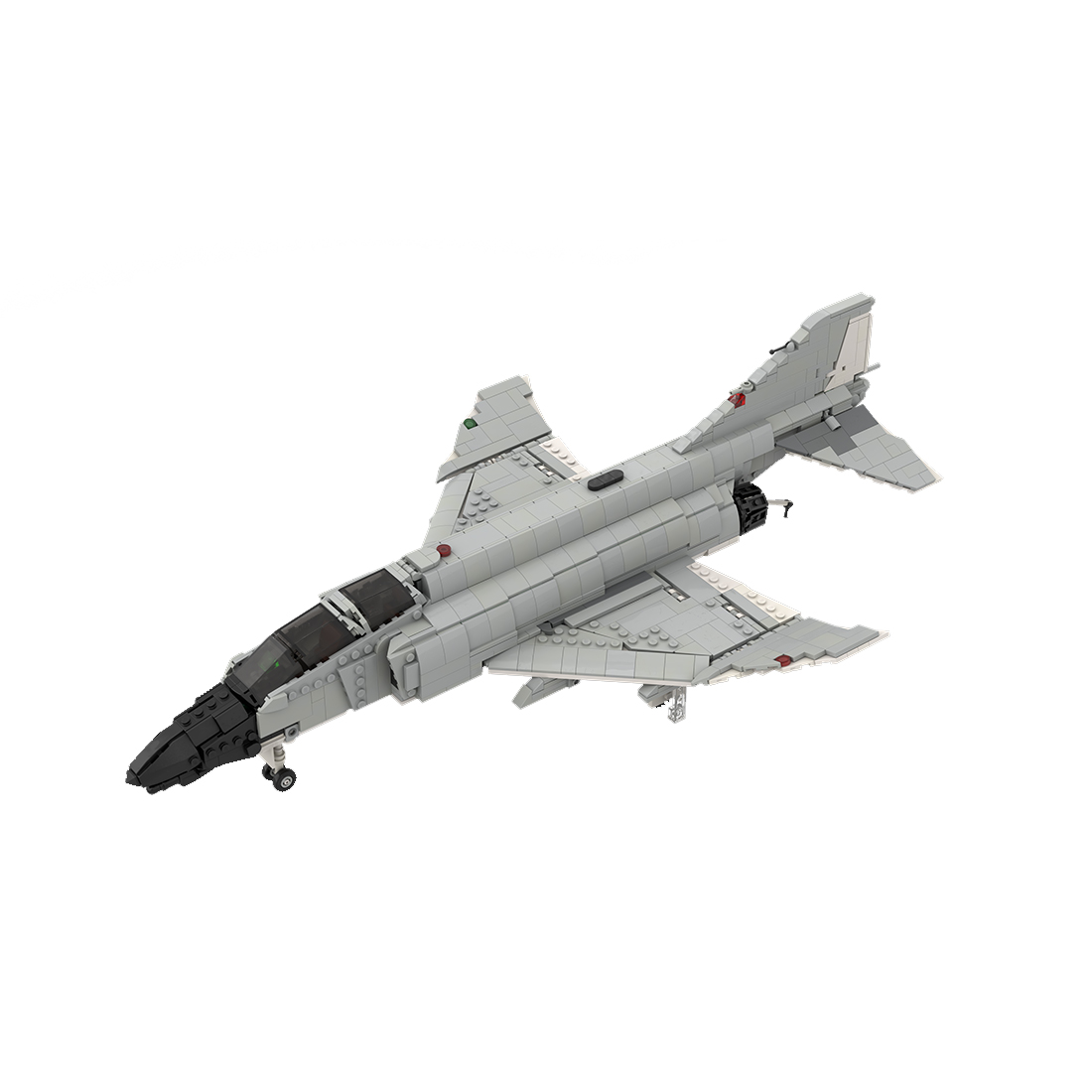 MOC-178143 1/35 Scale F-4 Phantom II AIR FORCE / NAVY Fighter-bomber Assembly Toy Building Blocks Set (1396PCS/White&Black)