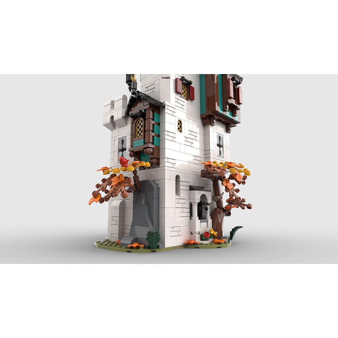 MOC-189672 Medieval White tower Assembly Toy Building Blocks Set (1213PCS)