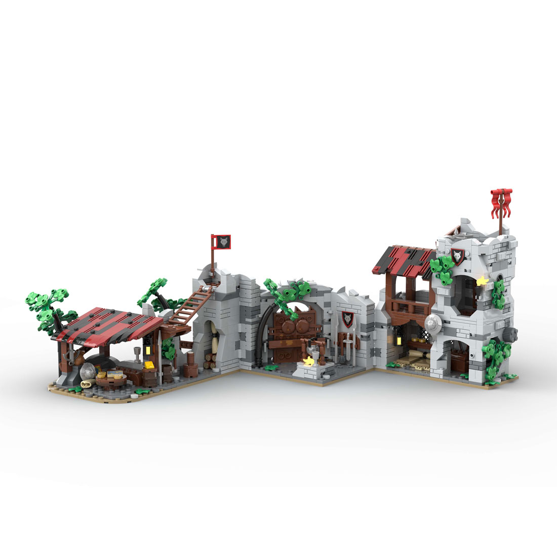 MOC-193205 Medieval Wolfpack Den Micro Parts Building Blocks Set (1605PCS)
