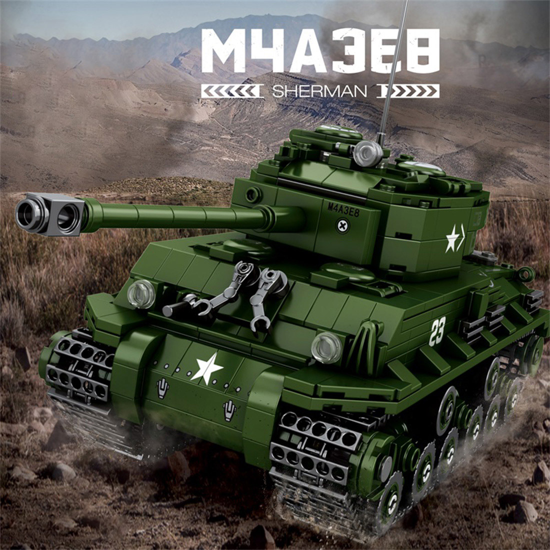  Mocsage 1/30 Scale M4A3E8 Tank Model MOC Building Blocks Set(836PCS)