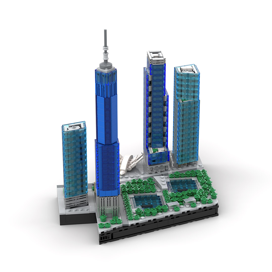 1/2000 Scale The New World Trade Center MOC Model DIY Assembly Building Blocks Set (1593PCS)