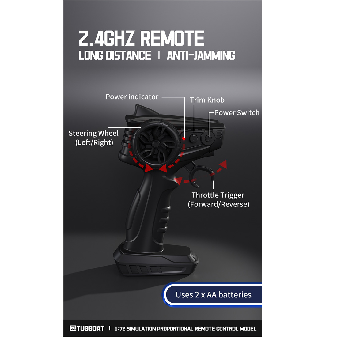 1/72 2.4Ghz RC Electric Tugboat Model (RTR Version/Yellow)